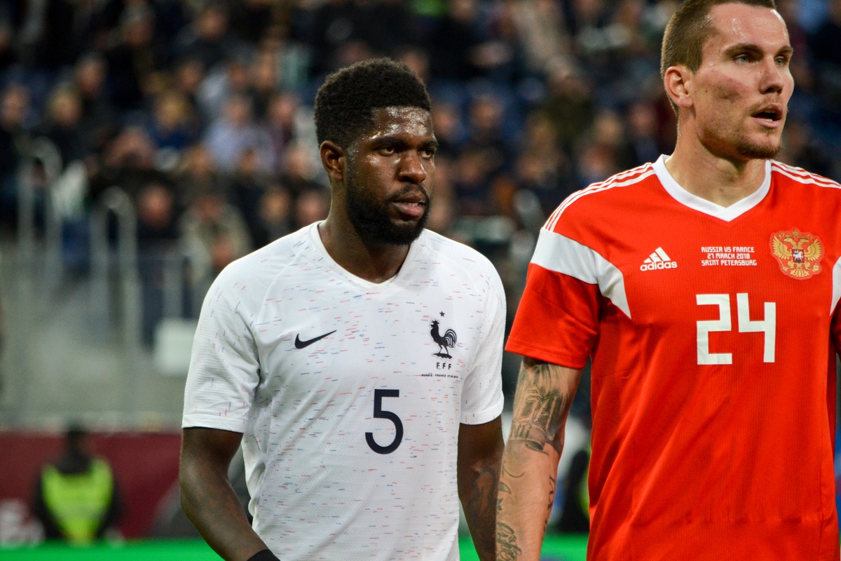 umtiti Saint,Petersburg,,Russia,-,March,27,,2018:,Samuel,Umtiti,During